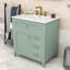 Meuble-lavabo autoportant moderne avec lavabo en céramique lisse, tablettes réglables et tiroirs de rangement-636539240