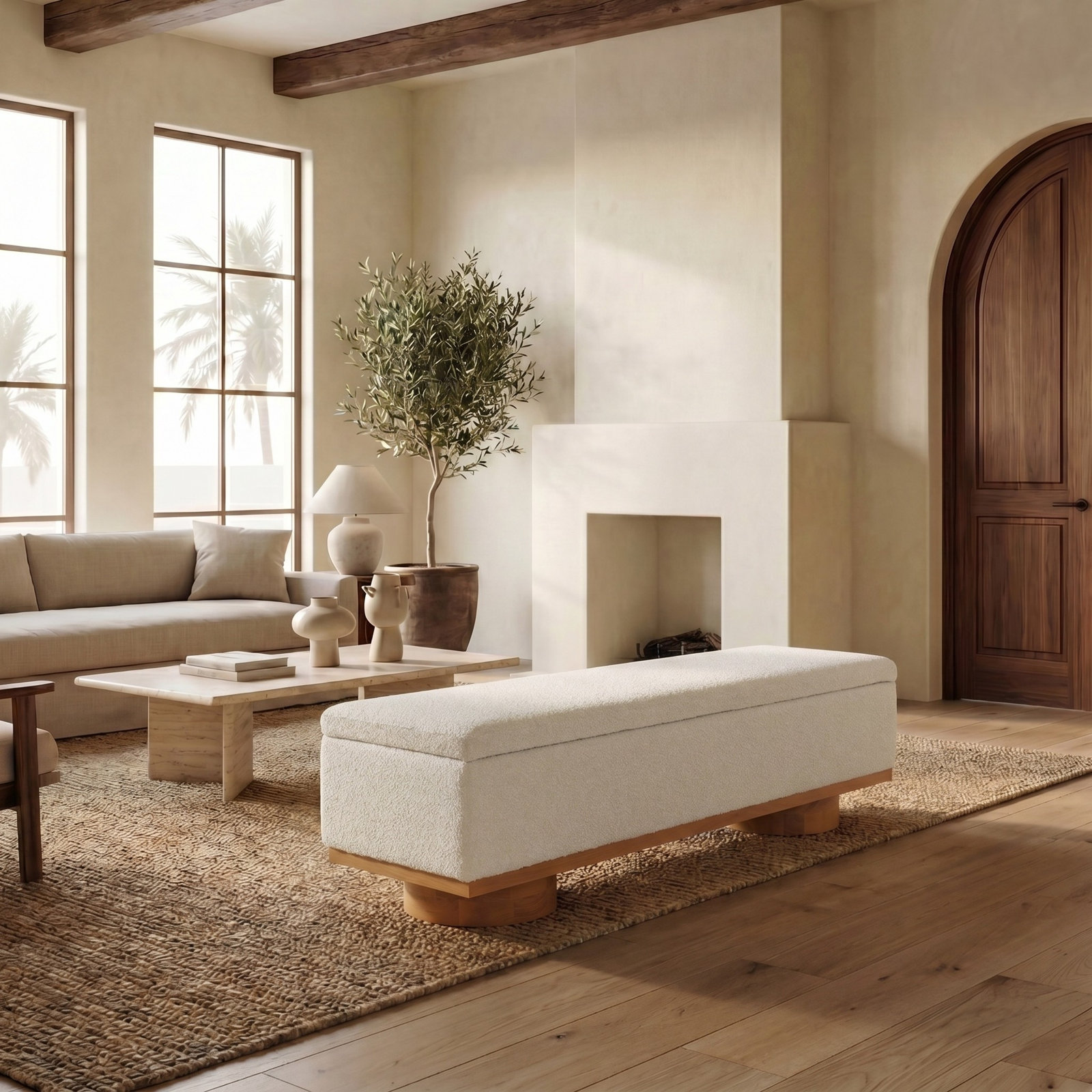 Morje Storage Bench, Ivory, Natural