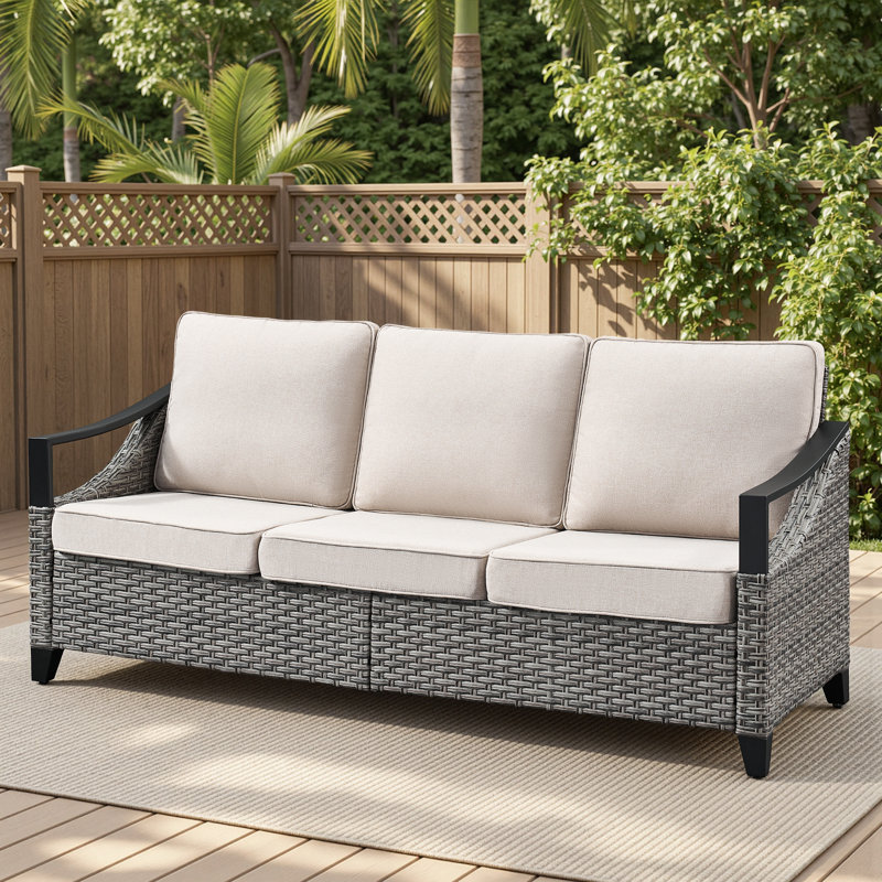 Canapé moderne en osier pour l'extérieur pour l'extérieur, Beige