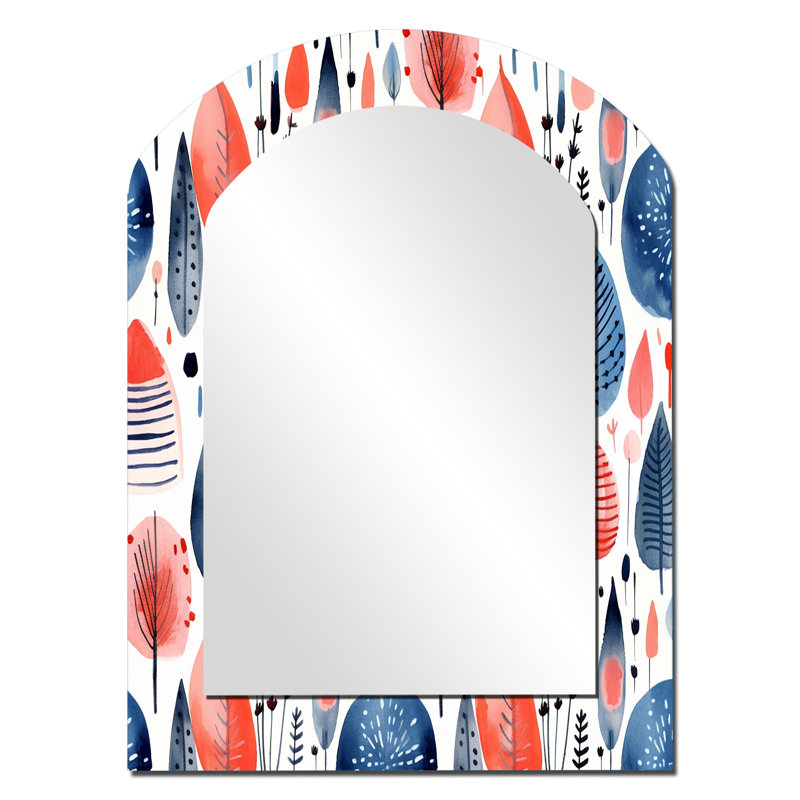Miroir mural moderne bleu corail, 34 po x 25 po