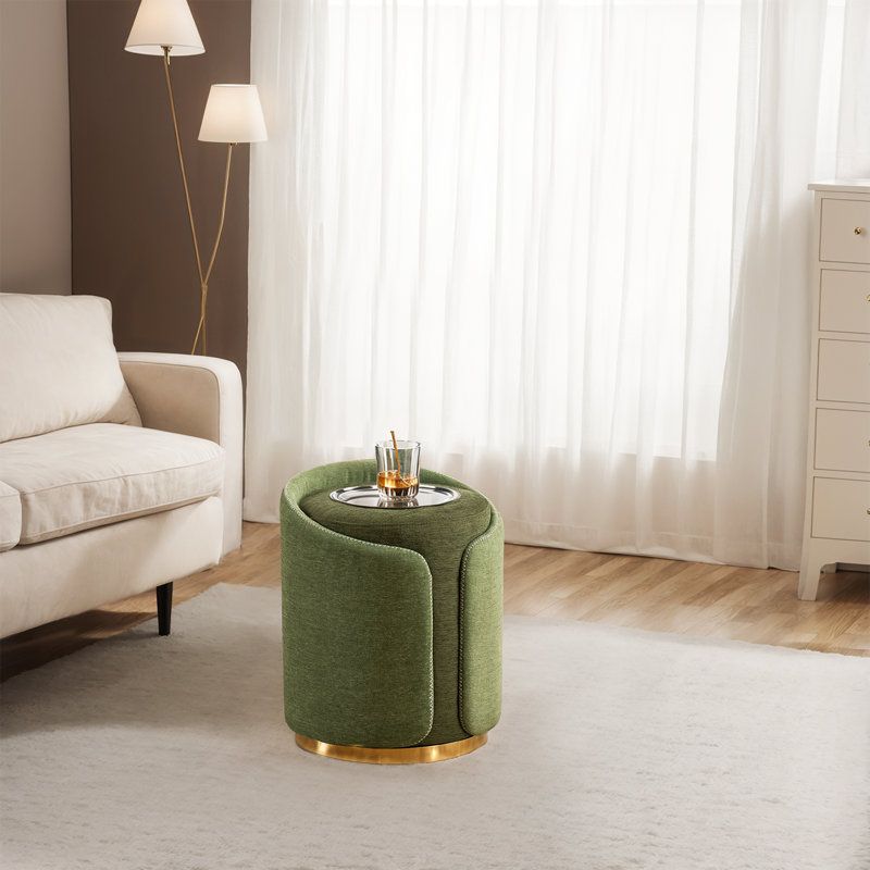 Repose-pieds avec tabouret pivotant en métal Juriana, Vert