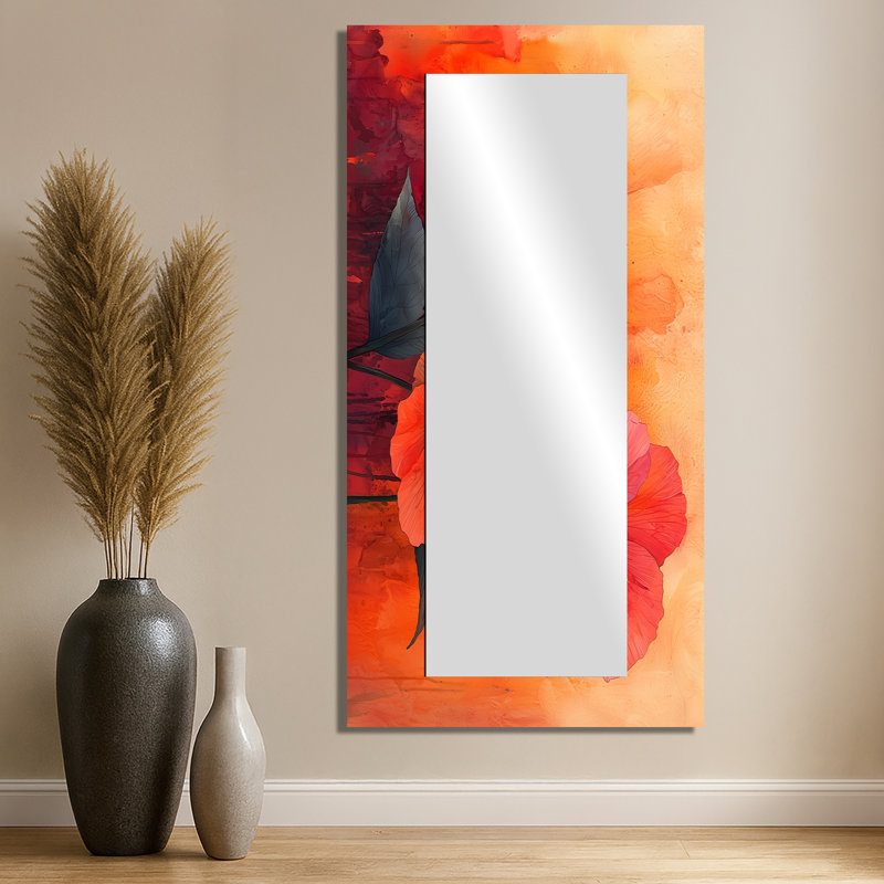Hibiscus Vivid Hues liquide Harmony II - art mural miroir floral - imprimé sur métal, 28 po x 55 po