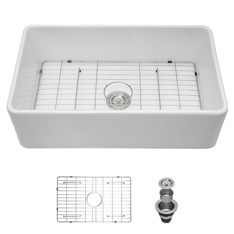Évier de cuisine en céramique 33 po à tablier simple L 33 po