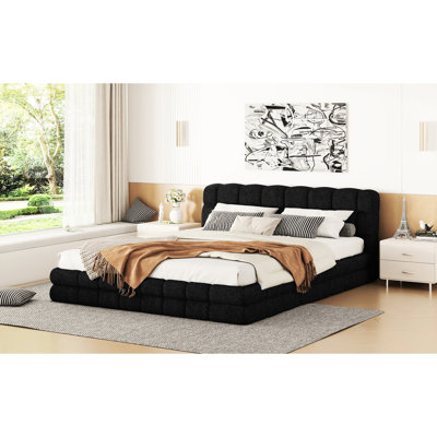 Grand lit rembourré noir - Fabrication pour meubles de chambre à coucher