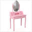 Ensemble de bureau de coiffeuse Princess avec miroir lumineux à DEL, tabouret rembourré et rangement à 4 tiroirs pour chambre de fille-129911224
