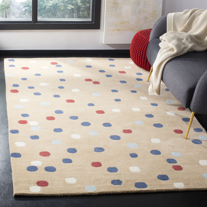 Tapis en laine touffeté à la main Confetti Martha Stewart, Rectangle 4 pi x 6 pi, Rouge / Beige