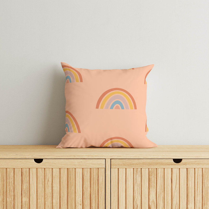Coussin Plain Bows Match, H 20 po x l 20 po, Pêche multicolore