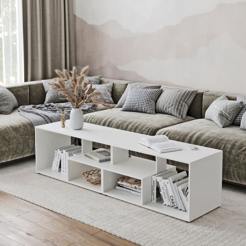 Sester Solid Wood Coffee Table with Storage, White