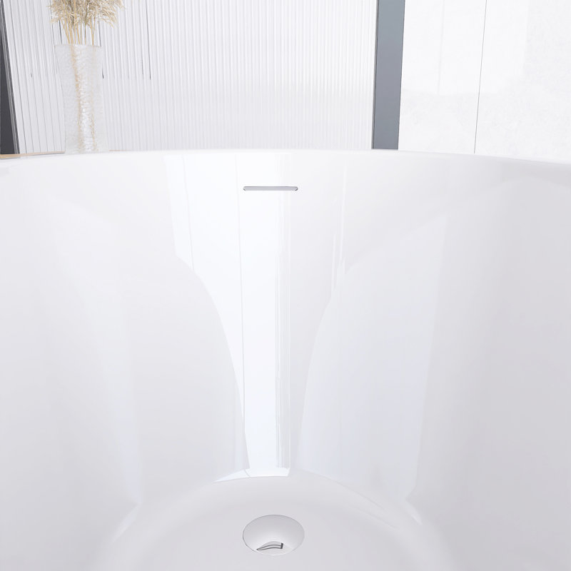 63 po X 31 po Baignoire de trempage autoportante en acrylique blanc brillant