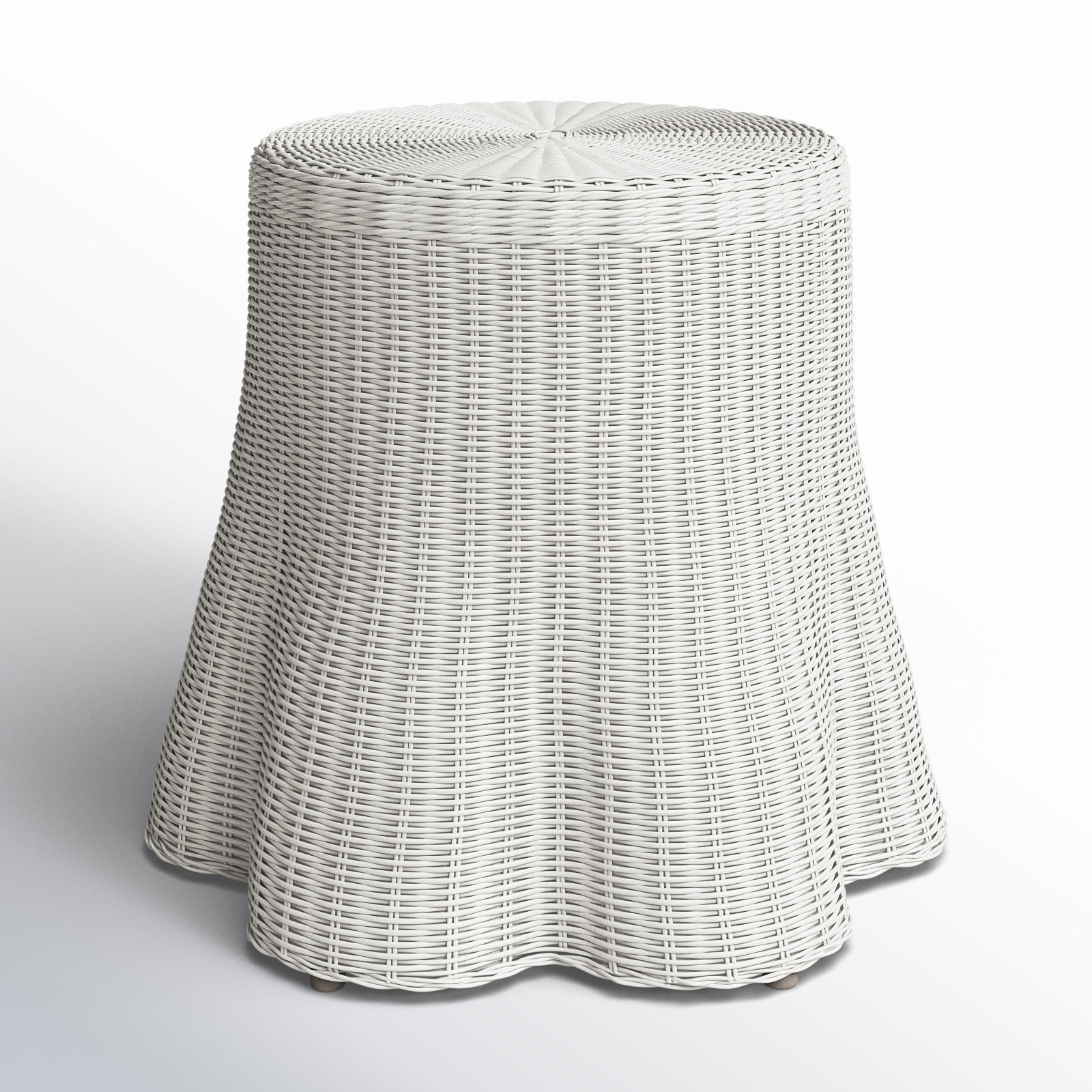 Cabo Woven Rattan End Table, White