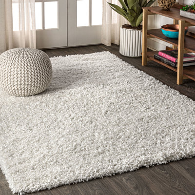 Felicdad Shag Plush White Rug