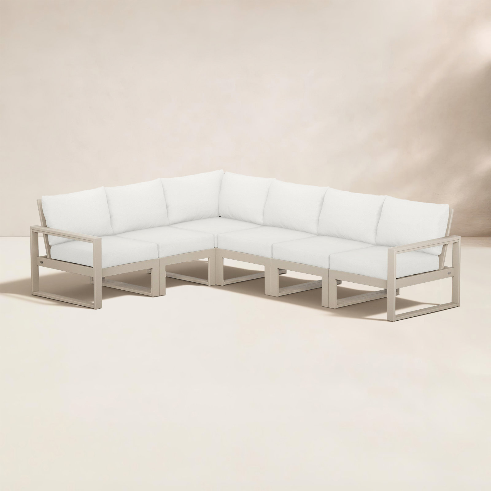 POLYWOOD® Edge 111" Patio Sectional, Natural Linen, Sand