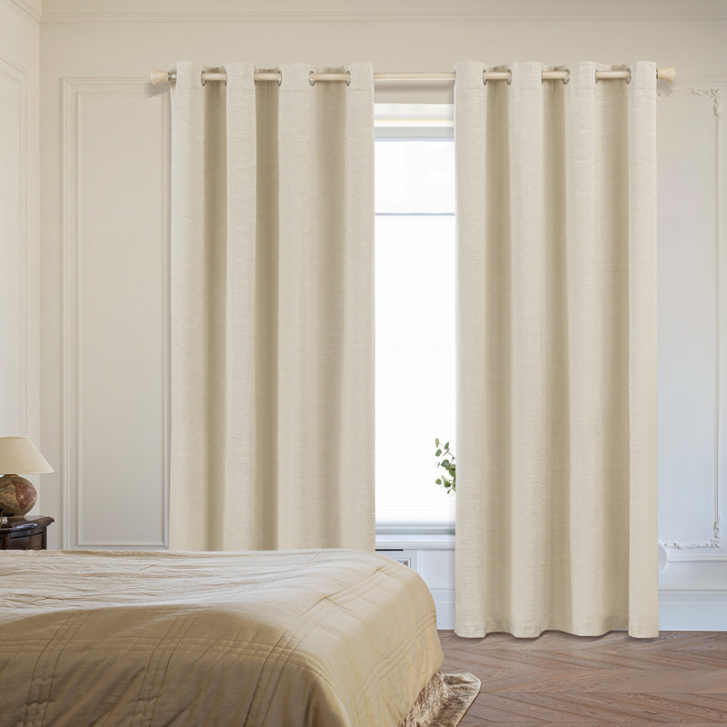 Paire de rideaux occultant en mélange de coton avec œillets Diaan (ensemble de 2), L 52 po x L 84 po, Kaki