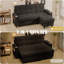 Canapé-lit modulaire en chenille avec méridienne réversible, bras de rangement et ports de recharge, gris foncé-830703725