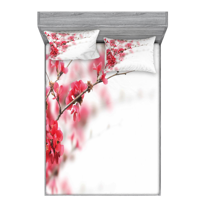 Microfiber Floral Sheet Set, Full/Double Sheet Set with Fitted Sheet