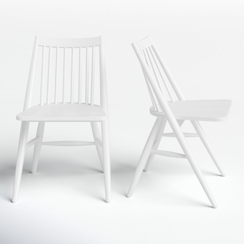Kloss Solid Wood Slat Back Side Chair, White