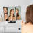 Modern Rectangle Tri-Fold LED Lighted Vanity Magnifying Makeup Mirror, Black-1400691692