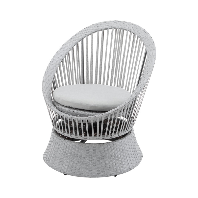 26.7" Modern Swivel Wicker Lounge Chair With Rattan And Iron Frame, Featuring A Stylish Round Design, Perfect For Living Room, Patio, Or Balcony Relaxation
