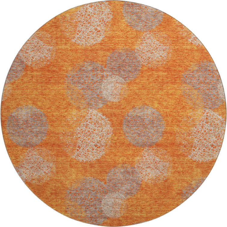 Premium Machine Washable Prisco Orange Rug