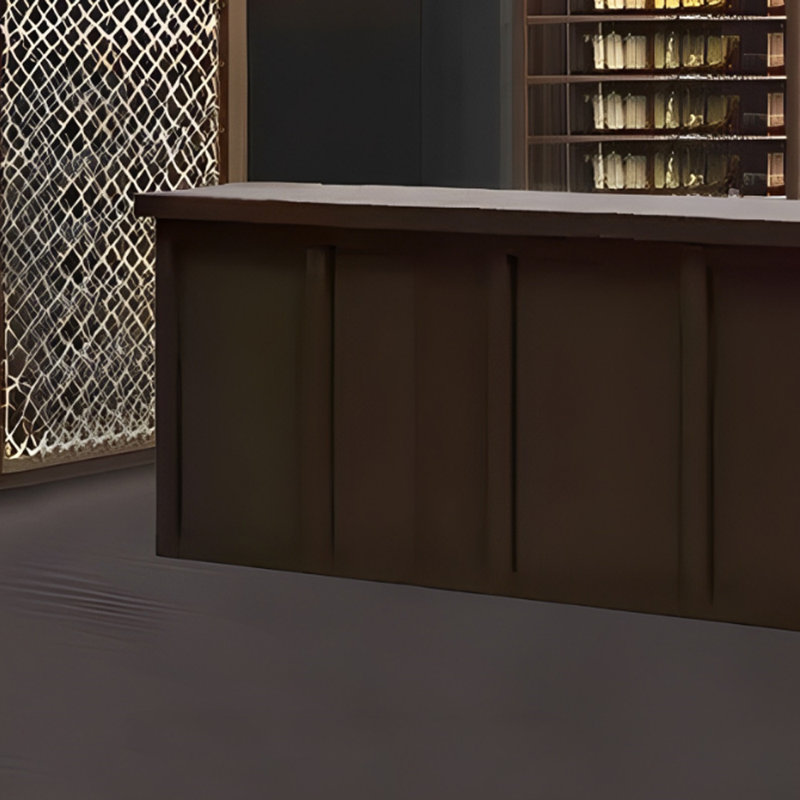Large Rectangular Bar Counter，Rustic Reception Desk, Dark Coffee