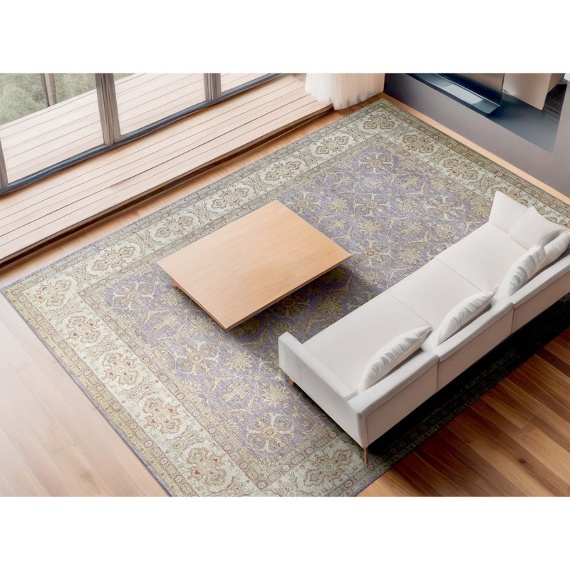 Ziegler Wool Oriental Area Rug in Lavender/Ivory