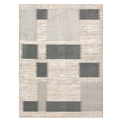 Label J  Bismuth Powerloomed Abstract White Area Rug