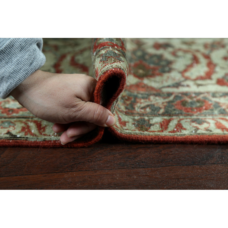 Tapis décoratif en laine noué à la main de conception unique noué à la main avant 1900 rouille/verte 7 pi 1 po x 10 pi 11 po Johnstonville