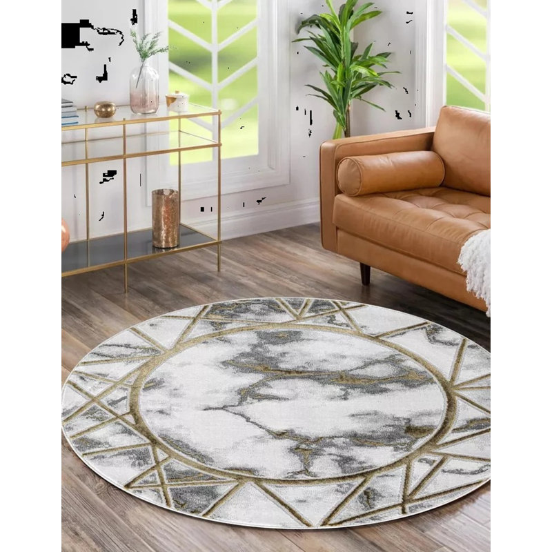 Abstract Area Rug, Round 120 cm