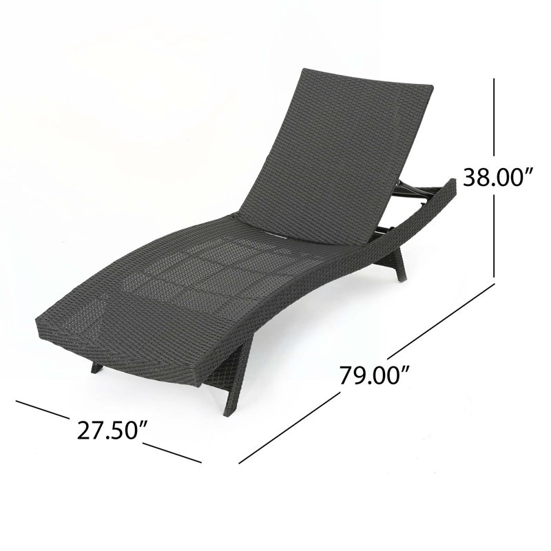 Ensemble de chaises longues inclinables l 79,25 po Billur, Gris