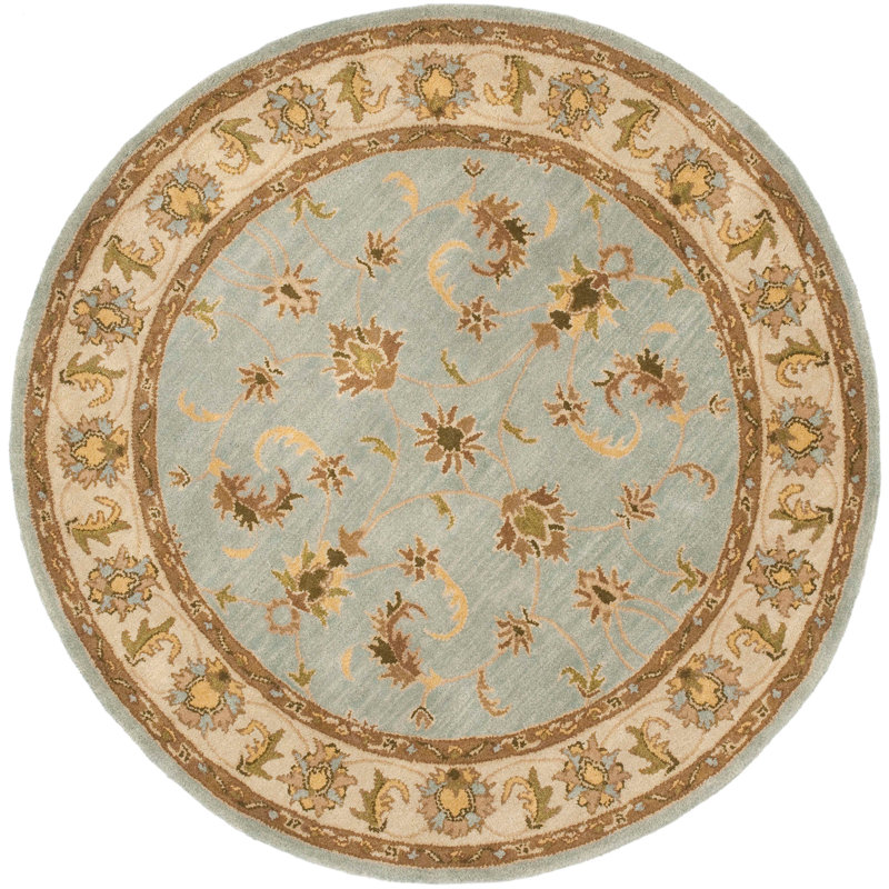 Cranmore Hand Tufted Wool/Cotton/Latex Oriental Rug in Light Blue/Biege, Round 6'
