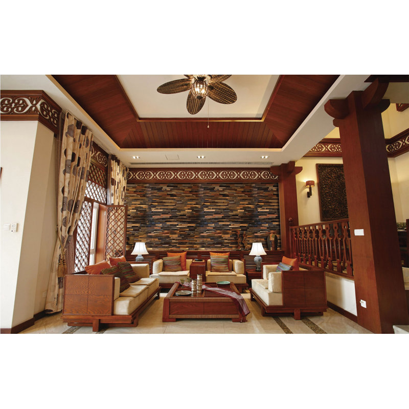 3/4 in x 7-7/8 in x 23-5/8 in Natural Mahogany 3D Solid Hardwood Interlocking Wall Plank