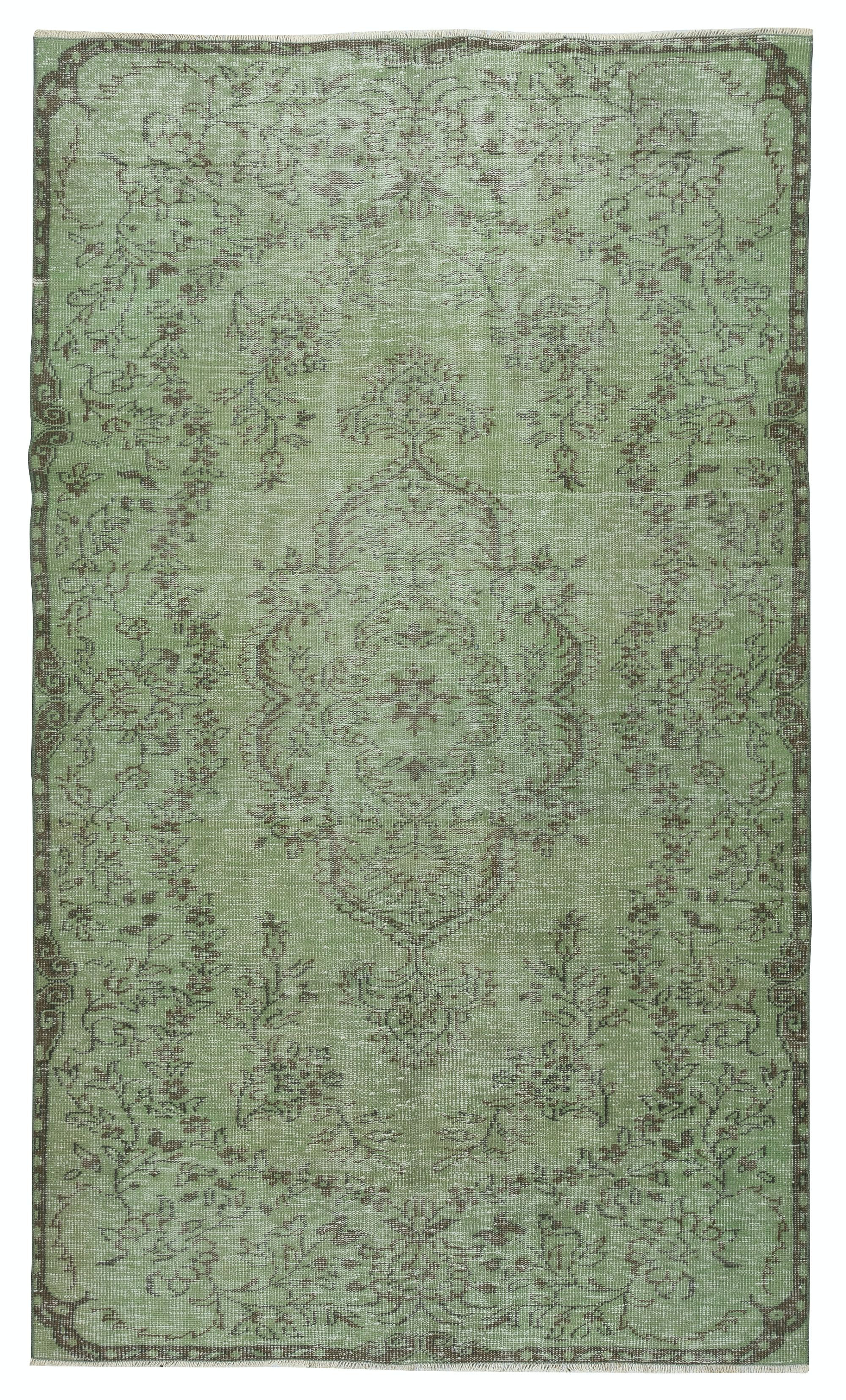 Green Roses Rug Bungalow Rose 5x8.6 Ft Green Handmade Area Rug from Turkey. Woolen ...