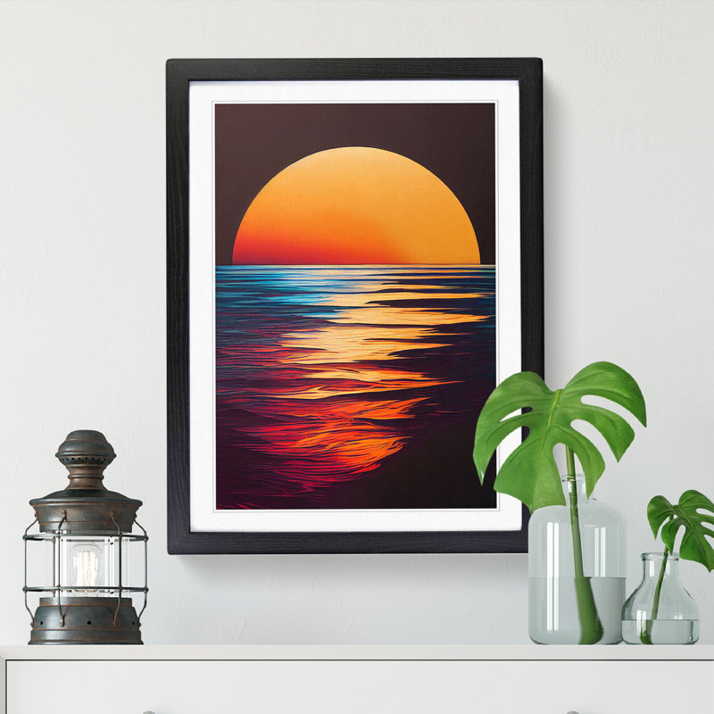 Sunset Hydrodipped - Single Picture Frame Print, 64cm H x 25cm W x 2cm D, Walnut