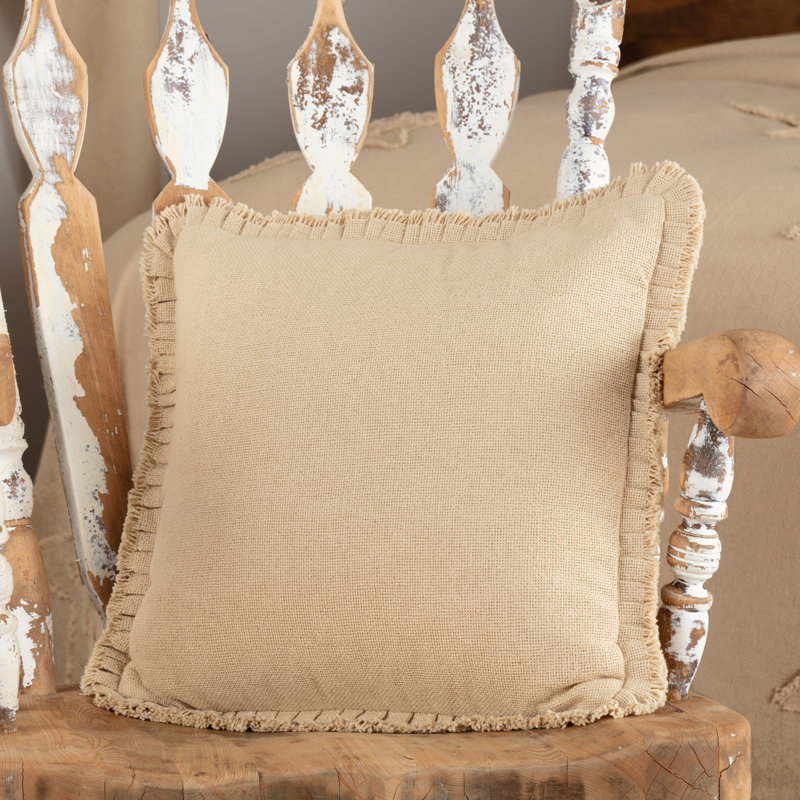 Burlap Natural Cotton Reversible Throw Pillow, Vintage Tan