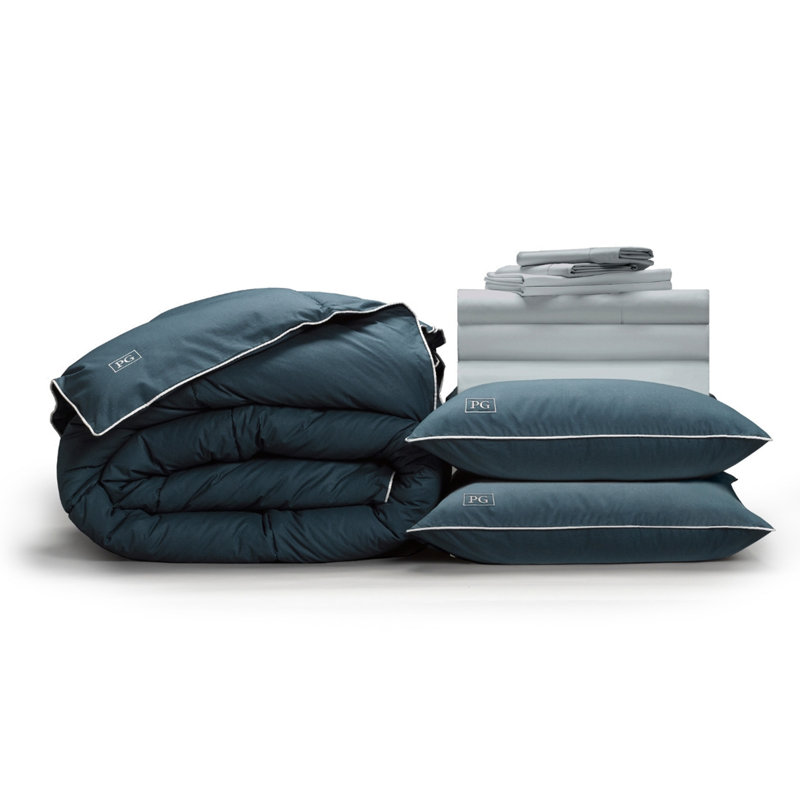 Ensemble d'édredon standard en coton 11 pièces, Édredon pour lit double + 10 pièces supplémenta, Gris pâle