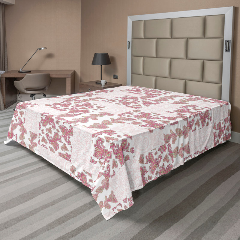 Drap plat Ambesonne, Drap plat grand, Rose séchée, rubis pâle / cachemire