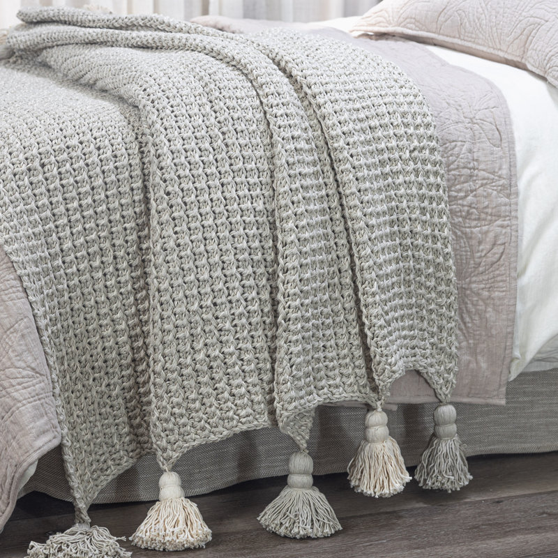 Lawrence Knitted Throw Blanket, Gray