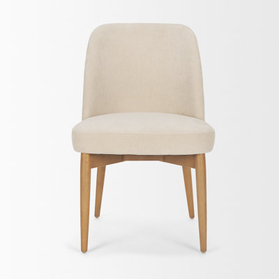 Bacco Curved Back Oatmeal Fabric Dining Side Chair