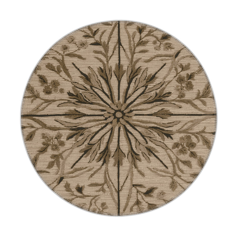 Tapis d'intérieur et d'extérieur brun Nature, Rond 5 pi