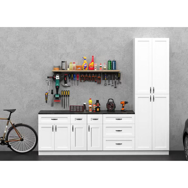 Armoire de base blanche à porte simple Shaker en bois massif pour salle de bain, buanderie et cuisine, largeur de 15 po, hauteur de 34,5 po, profondeur de 24 po, facile à nettoyer, peu encombrante, fermeture silencieuse, charnières à fermeture en douceur