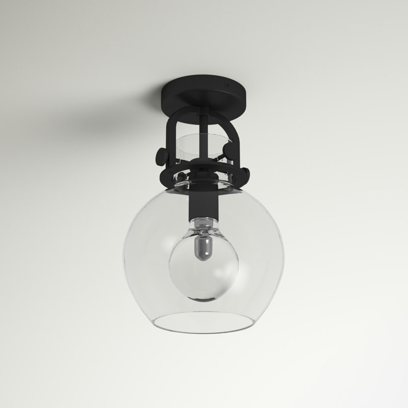 Borgen Glass Semi Flush Mount, Matte Black, LED
