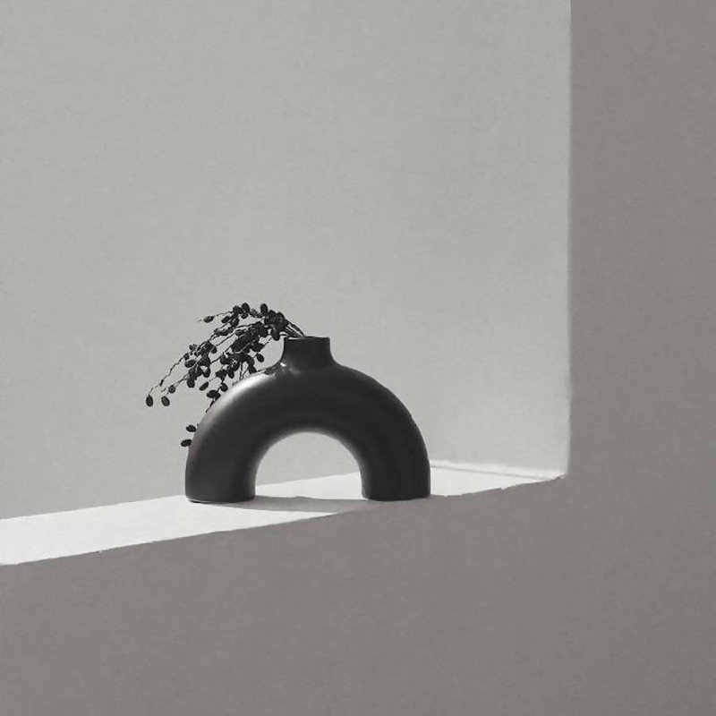 Black Ceramic Arch Table Vase, 8-inch