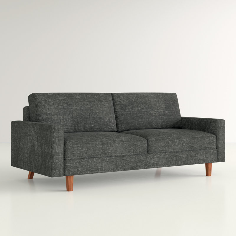 Clairmont 70" Square Arm Sofa, Dark Gray 100% Linen