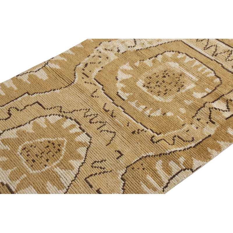 Scandinavian Hand Knotted Wool Geometric Area Rug, Rectangle 5' x 8'