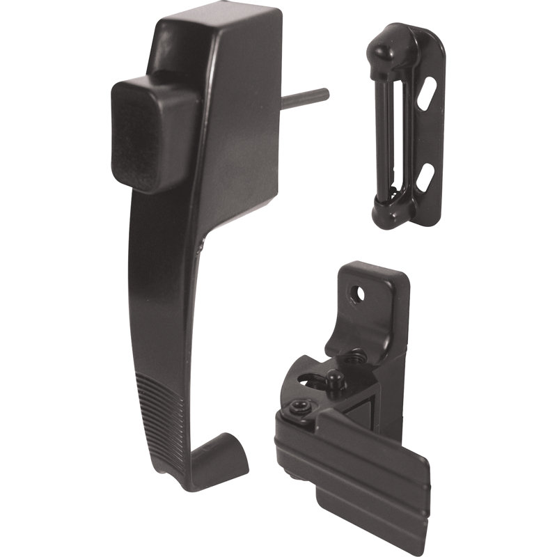 Push Button Latch with Tie Down, Black (1 Set), 2" H x 4.38" W x 8.38" D, Black