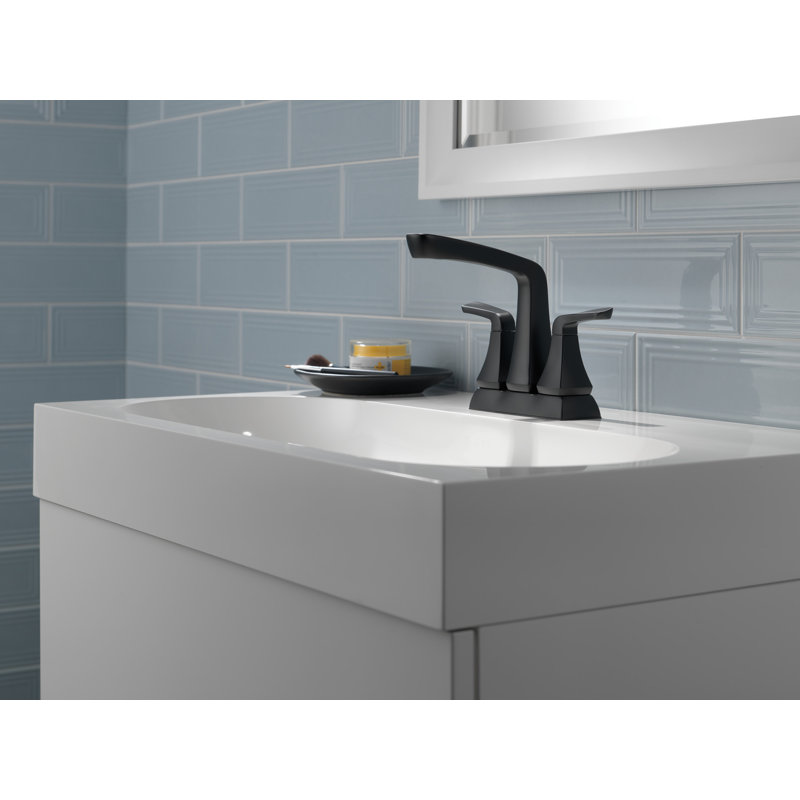 Vesna Centerset Bathroom Faucet with Drain Assembly, Matte Black