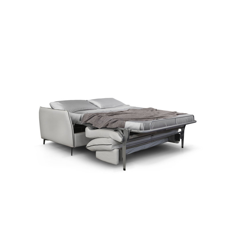 Canapé-lit en cuir 80,7 po Bemidji, Gris foncé, Gris clair