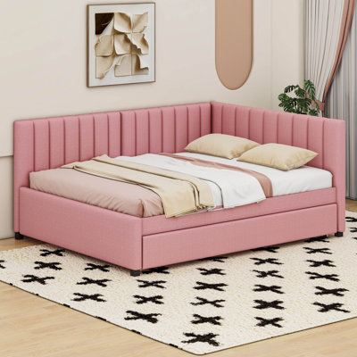 Upholstered Daybed with Trundle Sofa Bed Frame