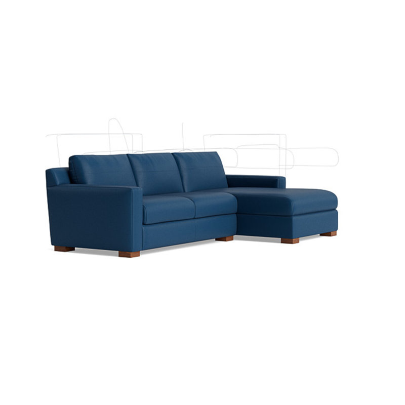 Catalina Chaise Sectional, Right Hand Facing, Leather - Deep Blue