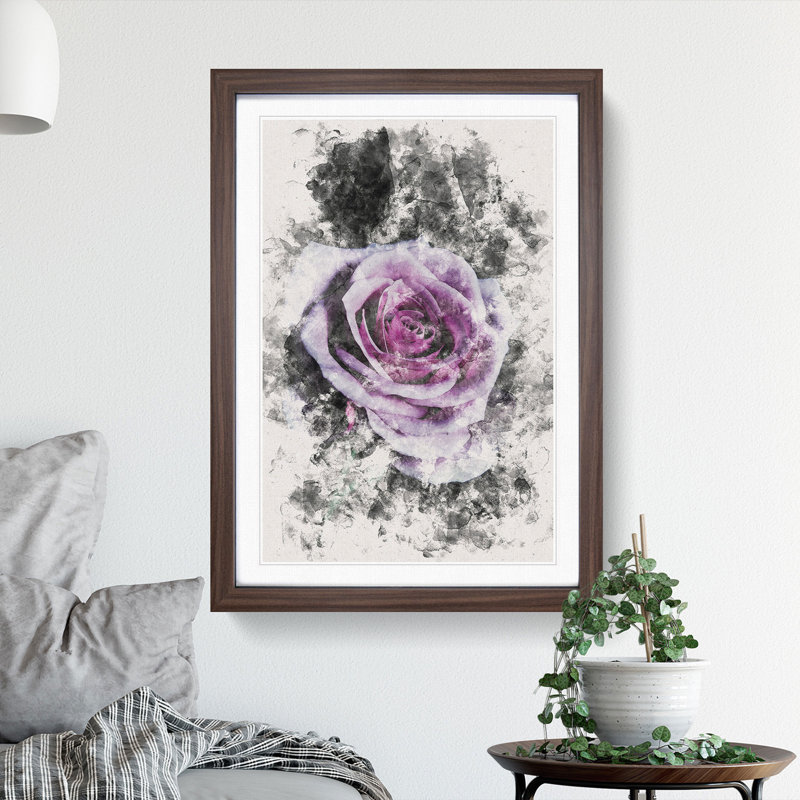 The Pale Purple Rose - Picture Frame Graphic Art, 87cm H x 62cm W x 2cm D, Walnut Framed